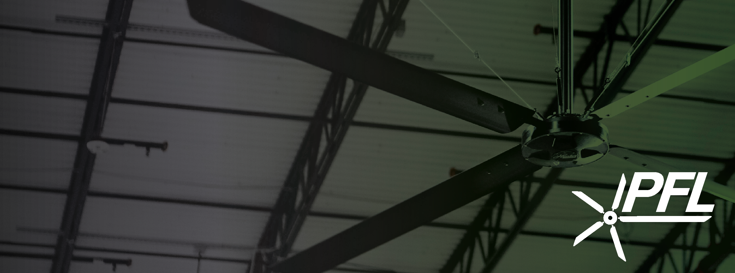 A picture of our ECO HVLS fan and our Partner for Life Promise logo