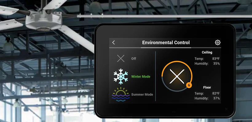 A picture of our Titan HVLS fan and 700E Controller