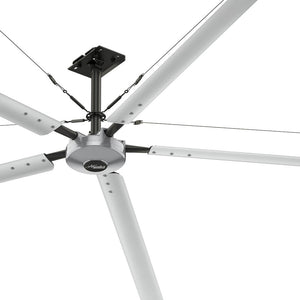 Titan HVLS Industrial ceiling fan angled view for industrial warehouse